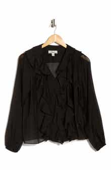 JASON WU Ruffle V-Neck Long Sleeve Top