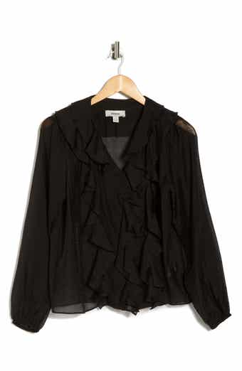 JASON WU Ruffle V-Neck Long Sleeve Top