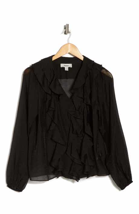JASON WU Ruffle V-Neck Long Sleeve Top