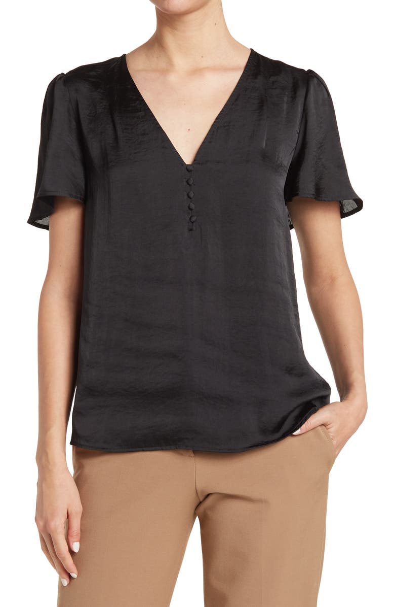 PAIGE Sevina Flutter Sleeve Satin Blouse, Main, color, 