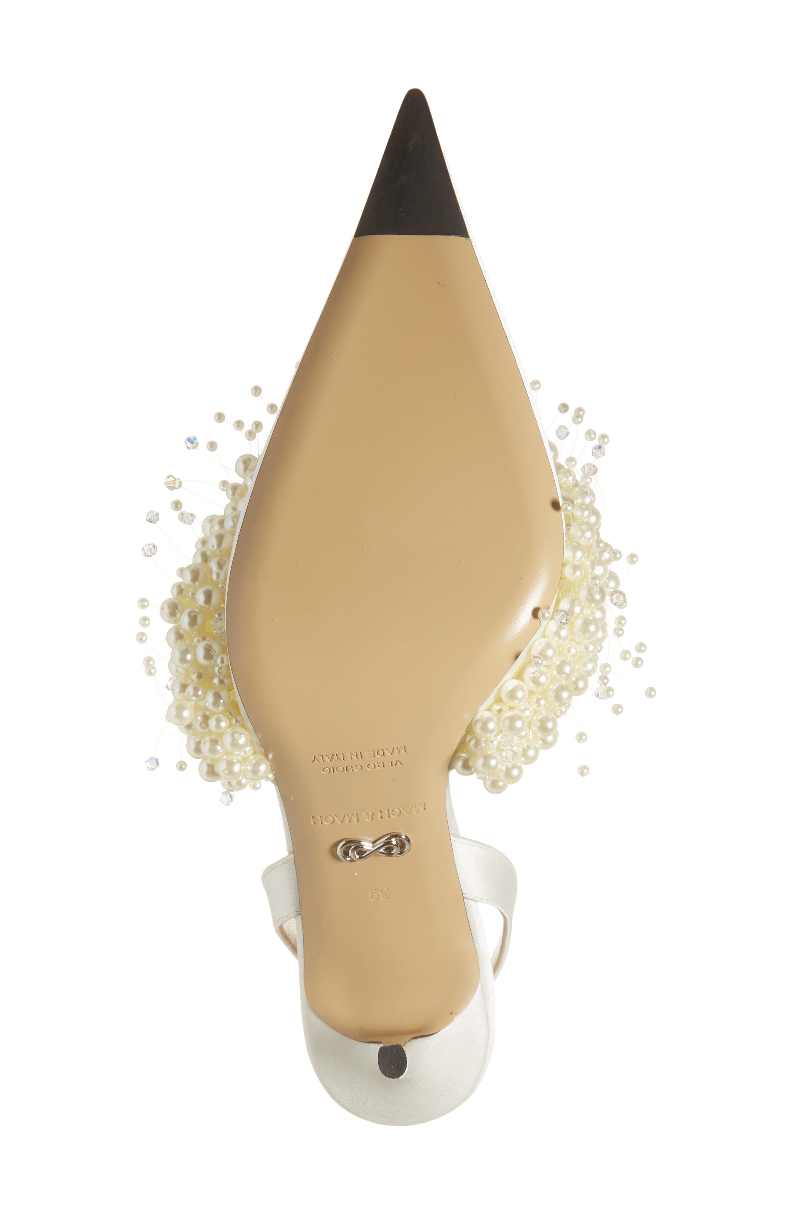 Mach & Mach Floating Faux Pearl Slingback Pump, Alternate, color, White