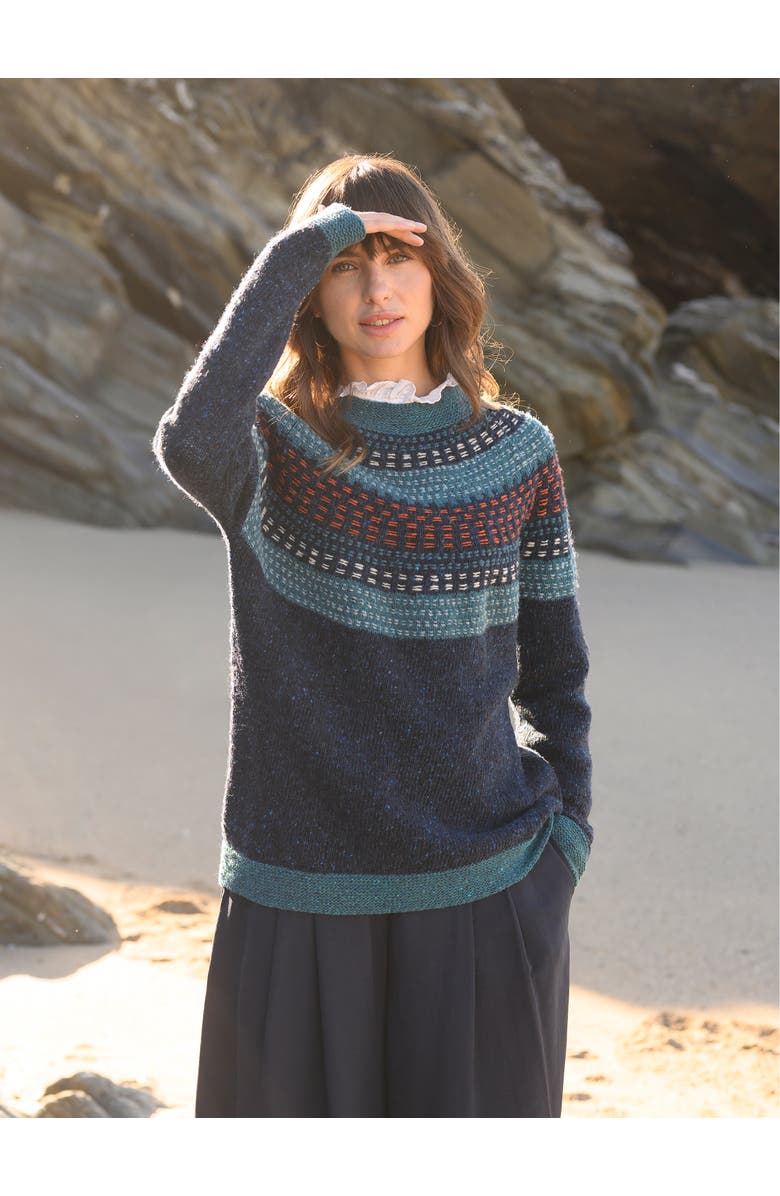 Celtic & Co. Float Stitch Yoke Donegal Sweater, Alternate, color, Icelandic Blue
