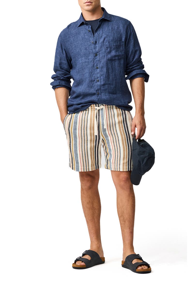 Gifford Stripe Cotton Blend Drawstring Shorts, Alternate, color, KELP
