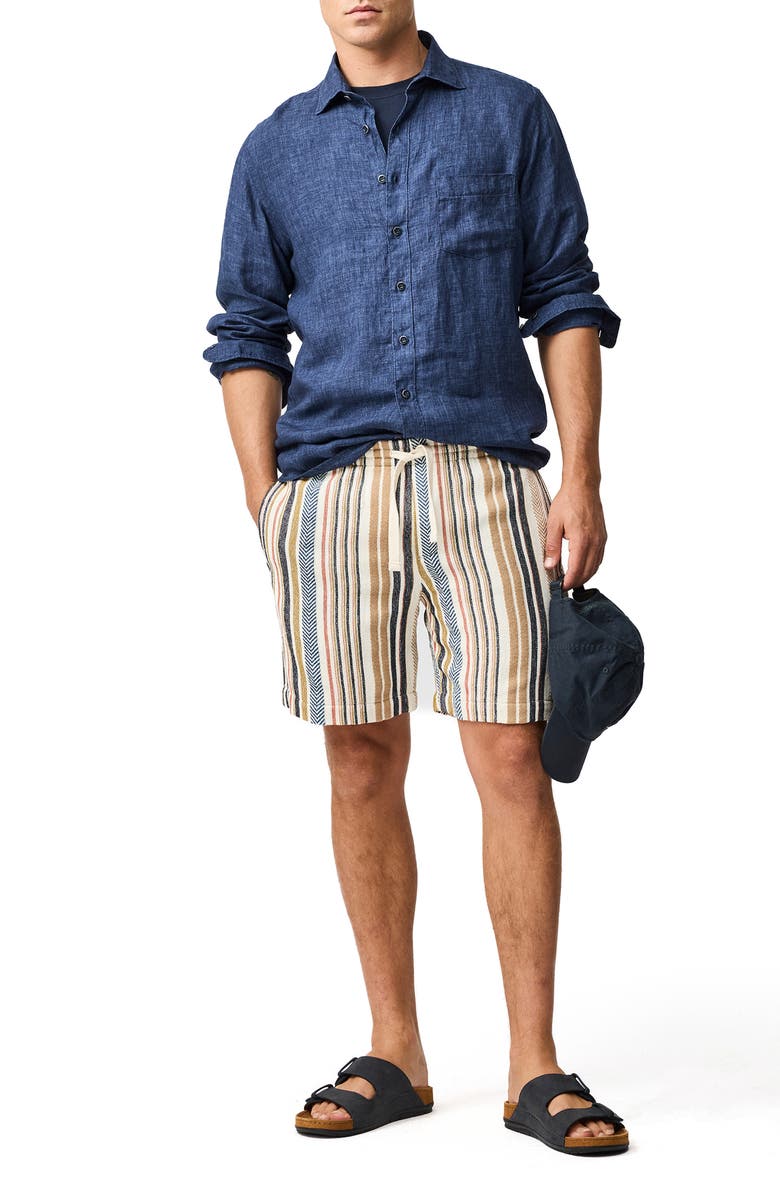 Rodd & Gunn Gifford Stripe Cotton Blend Drawstring Shorts, Alternate, color, Kelp