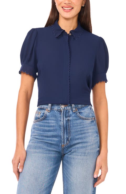 Scallop Short Sleeve Top