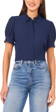 CeCe Scallop Short Sleeve Top