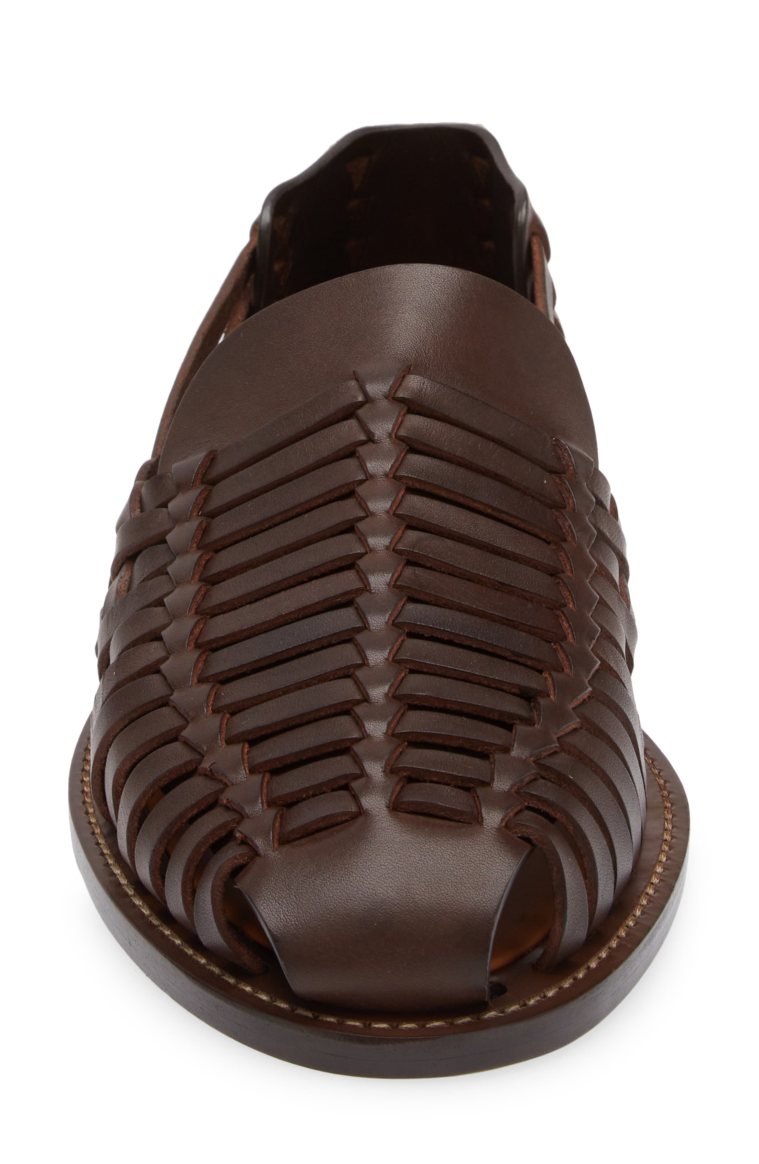 Brunello Cucinelli Woven Leather Sandal, Alternate, color, C8894 Dark Brown