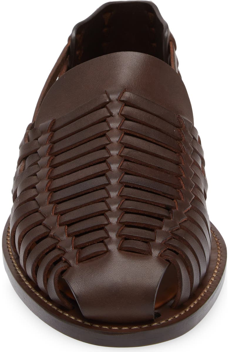 Brunello Cucinelli Woven Leather Sandal, Alternate, color, C8894 Dark Brown