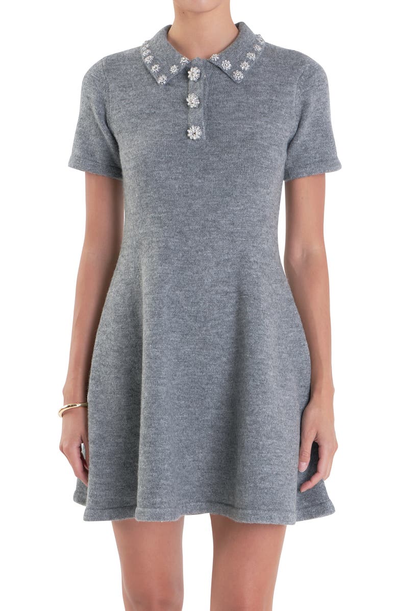 Endless Rose Flare Knit Minidress, Alternate, color, Grey