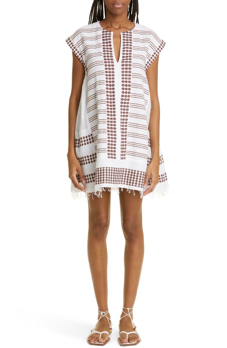 lemlem Tigist Short Cotton Cover-Up Caftan, Main, color, 