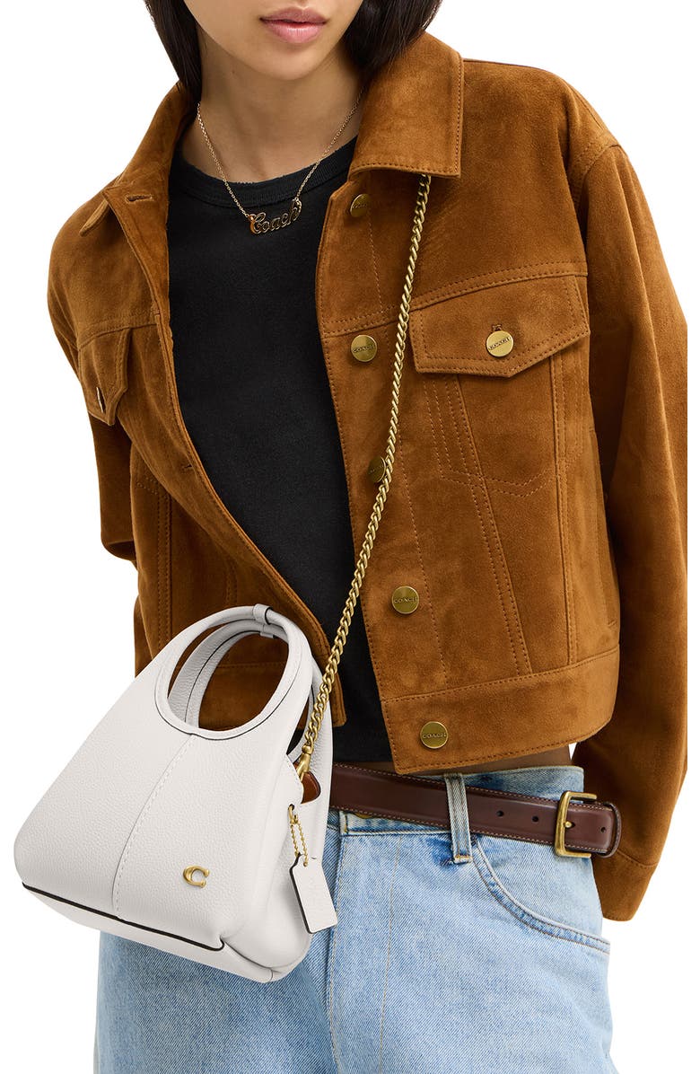 COACH Lana Polished Pebble Leather Shoulder Bag, Alternate, color, Chalk