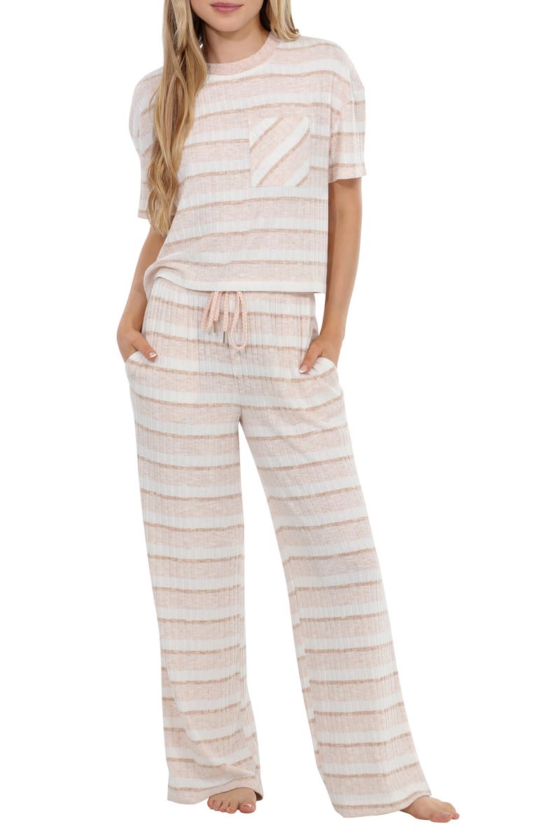 Honeydew Take It Easy Pajamas, Main, color, Mellow Stripe