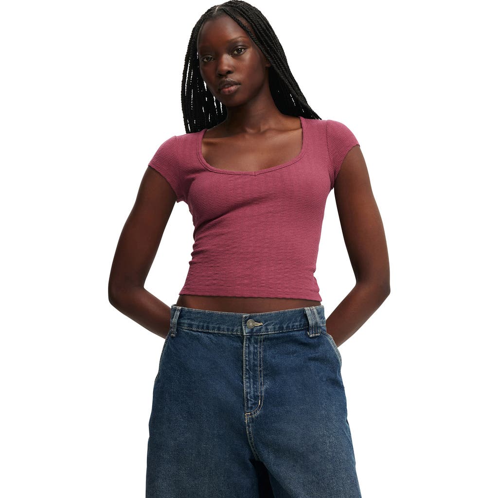 Cotton On Hailey Textured Short Sleeve In Purple