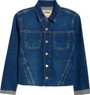 L'AGENCE Janelle Slim Fit Raw Hem Denim Trucker Jacket