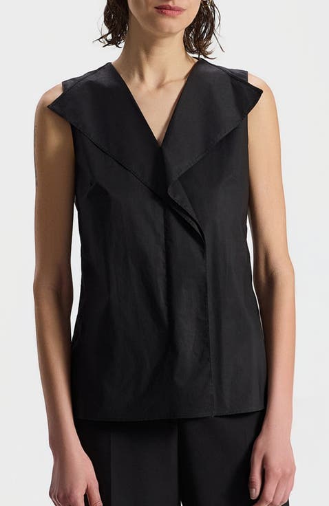 Riley Sleeveless Collared Cotton Top