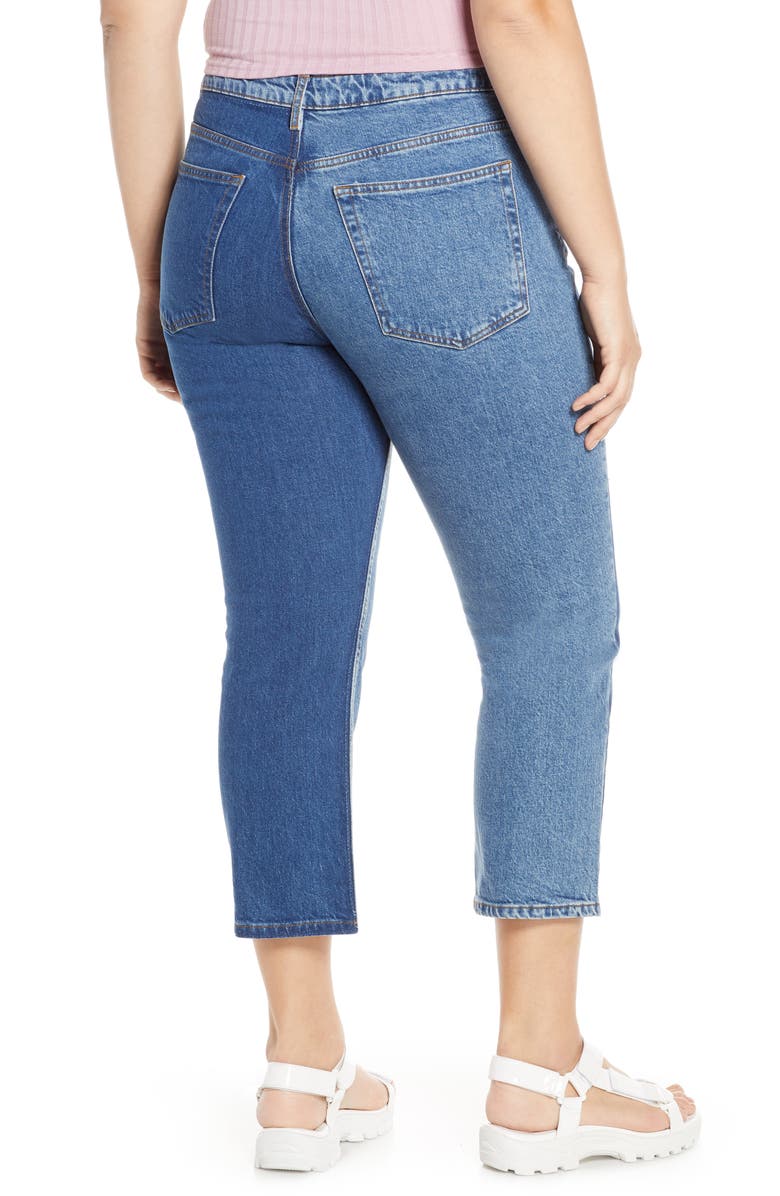 Topshop High Waist Straight Leg Moto Jeans, Alternate, color,
