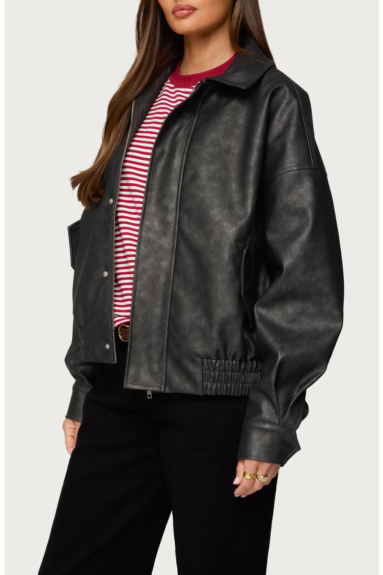 Mori Oversize Faux Leather Jacket, Alternate, color, GRAY