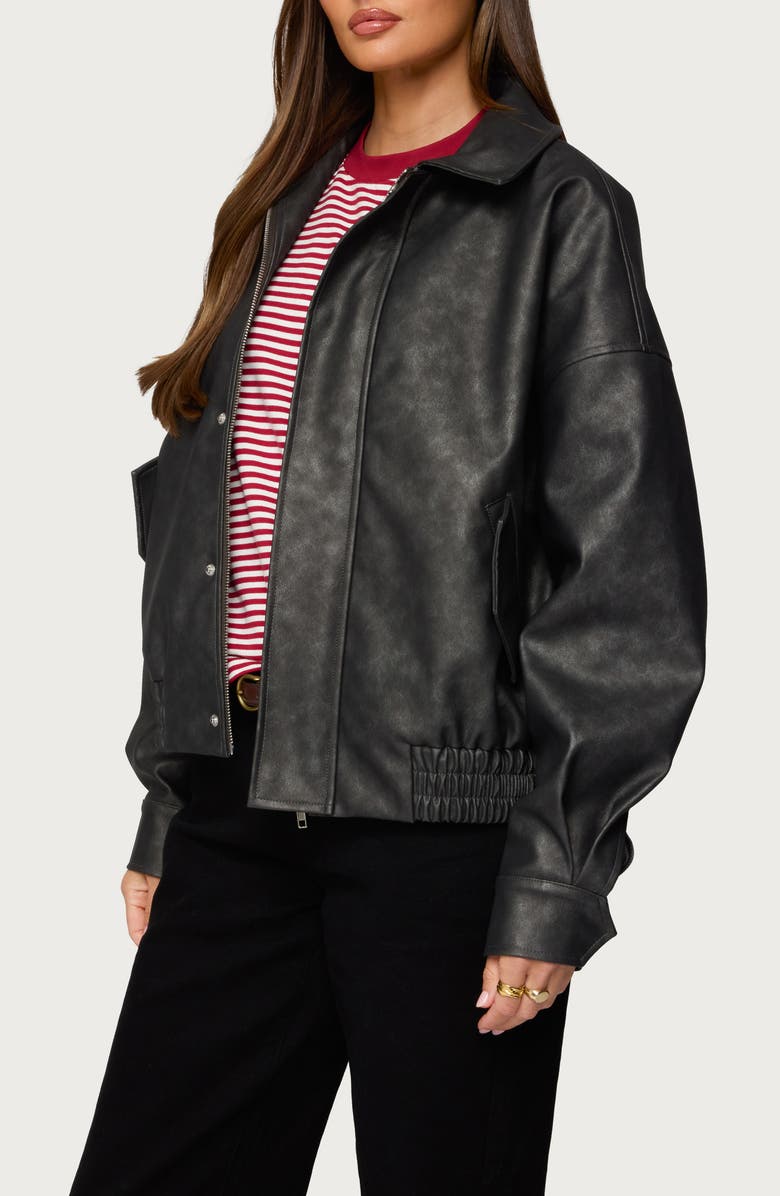 EDIKTED Mori Oversize Faux Leather Jacket, Alternate, color, Gray