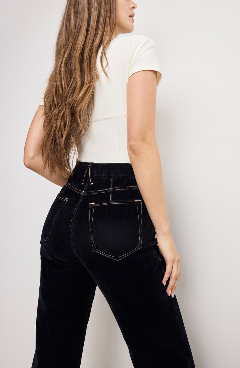 Good American Good Icon Straight Leg Velvet Jeans, Alternate, color, Indigo939