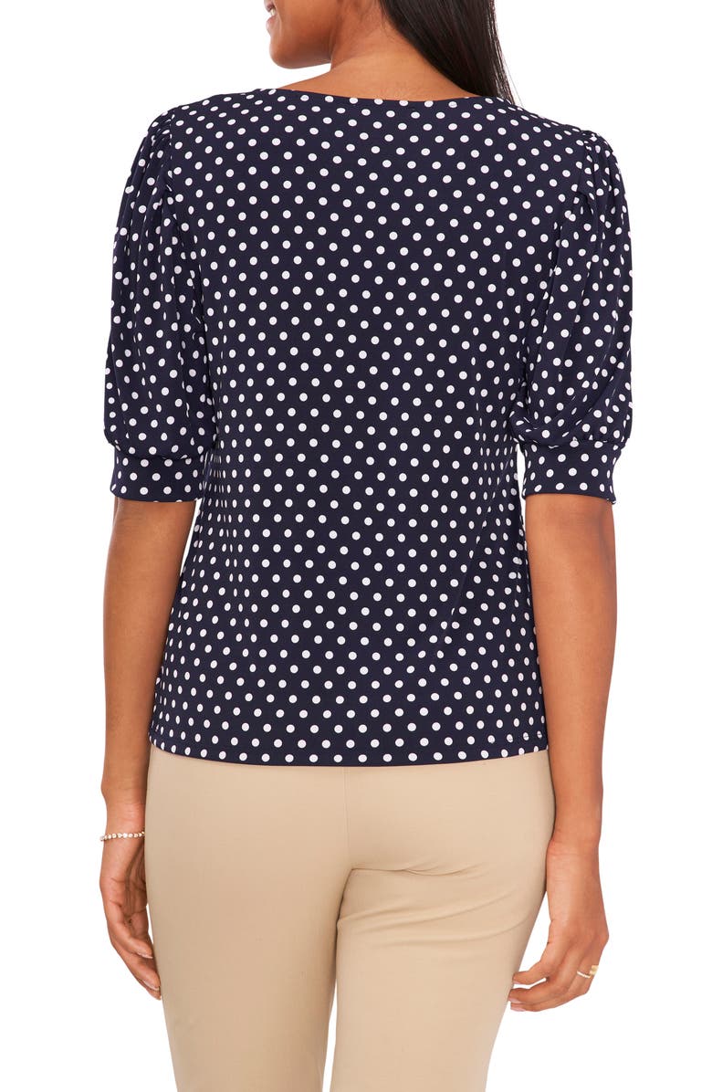 Chaus Puff Sleeve Knit Top, Alternate, color, Navy/White