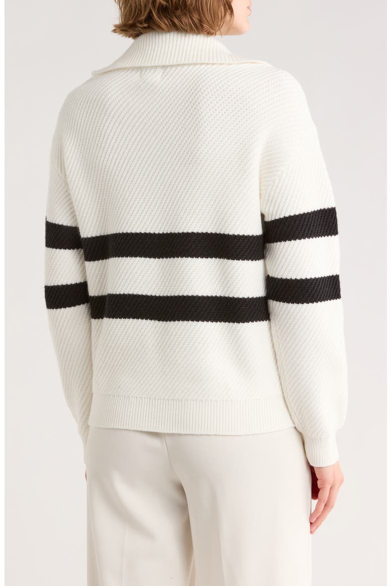 Stripe Quarter Zip Sweater, Alternate, color, WHITE/ BLACK