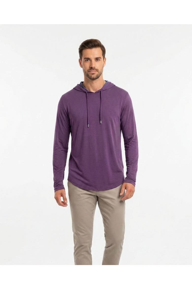 Hugo Extra Fine Merino Wool Lightweight Hoodie, Alternate, color, Plum