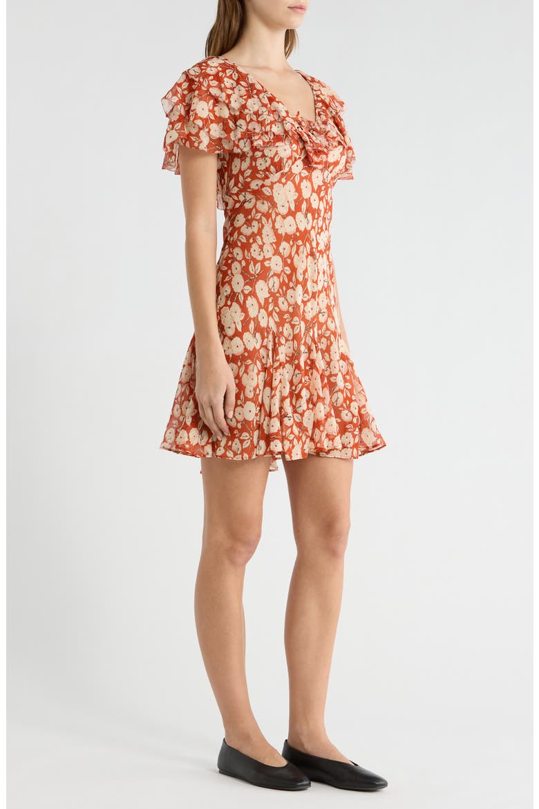 Alcida Floral Silk Minidress, Alternate, color, ROUGE AMBRIDGE ROSE