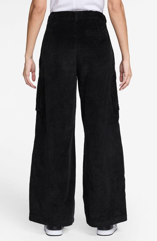 Jordan Chicago Wide Leg Cotton Corduroy Cargo Pants In Black