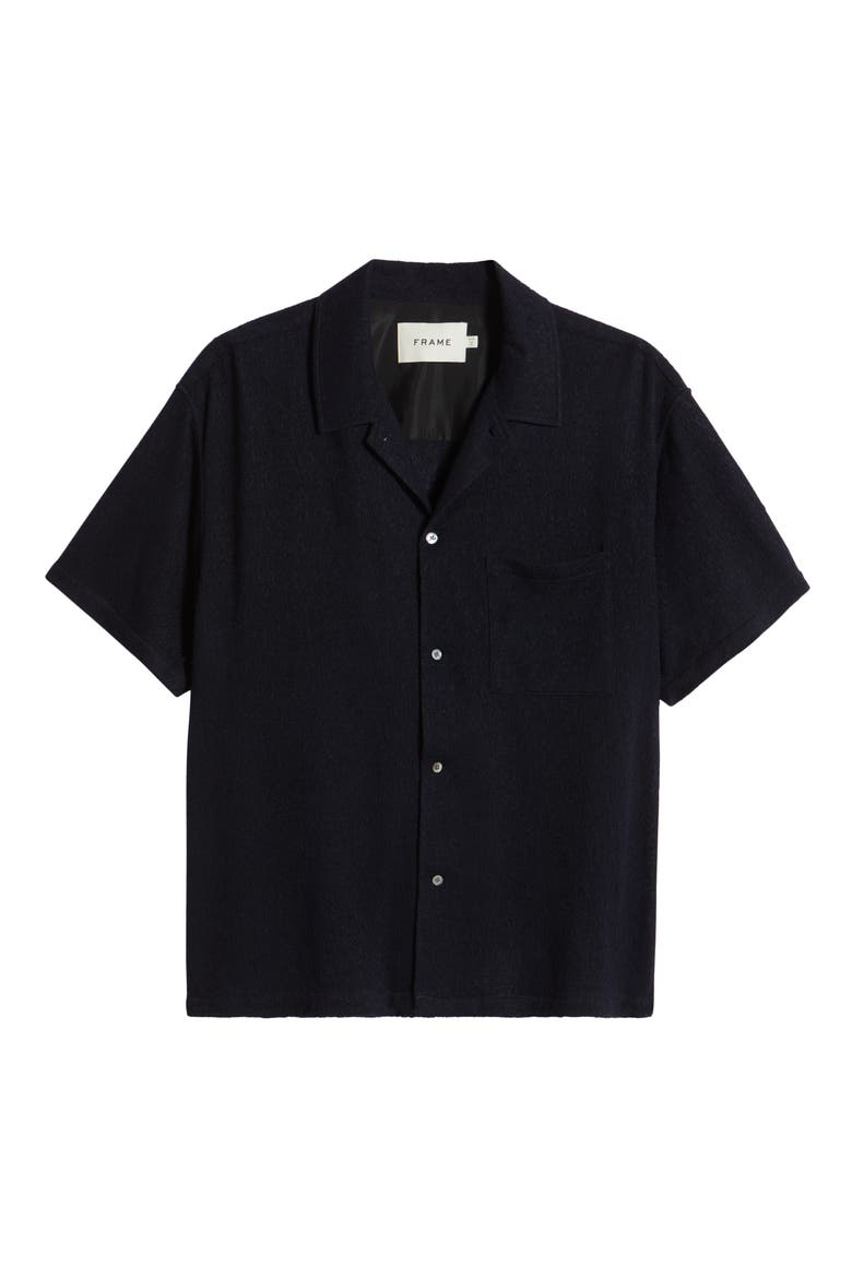 Wool Blend Terry Button-Up Shirt, Alternate, color, DARK NAVY