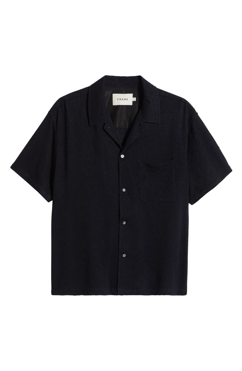 FRAME Wool Blend Terry Button-Up Shirt, Alternate, color, Dark Navy