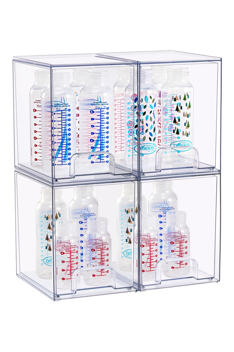 Set of 4 Stackable Clear Acrylic Drawers, Alternate, color, NO COLOR