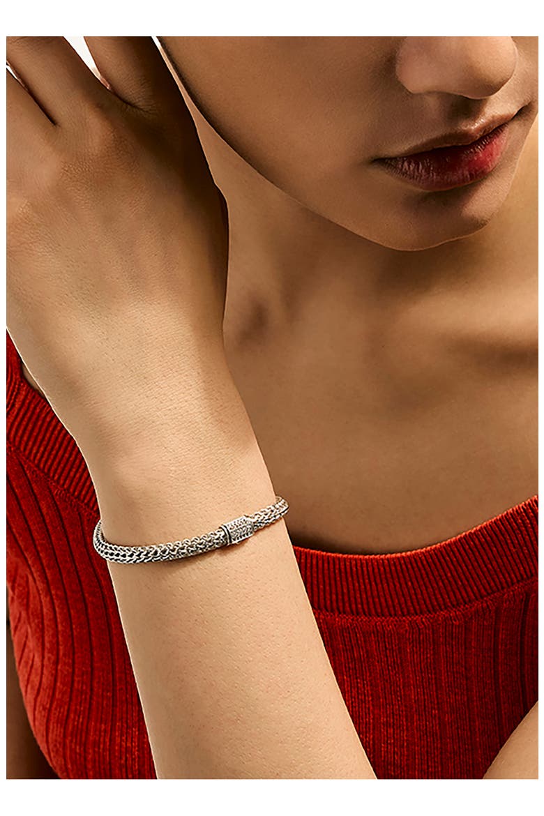 Icon Bracelet, Pavé Diamond, 5mm, Alternate, color, SILVER