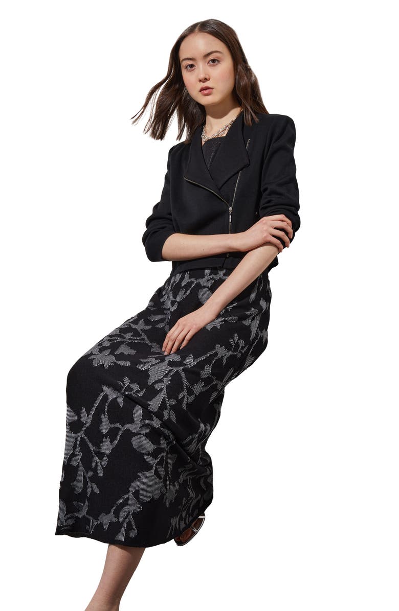 Ming Wang Knit Moto Jacket, Alternate, color, Black