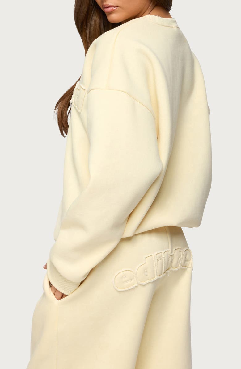 EDIKTED Jaylie Logo Sweatshirt, Alternate, color, Light-Yellow