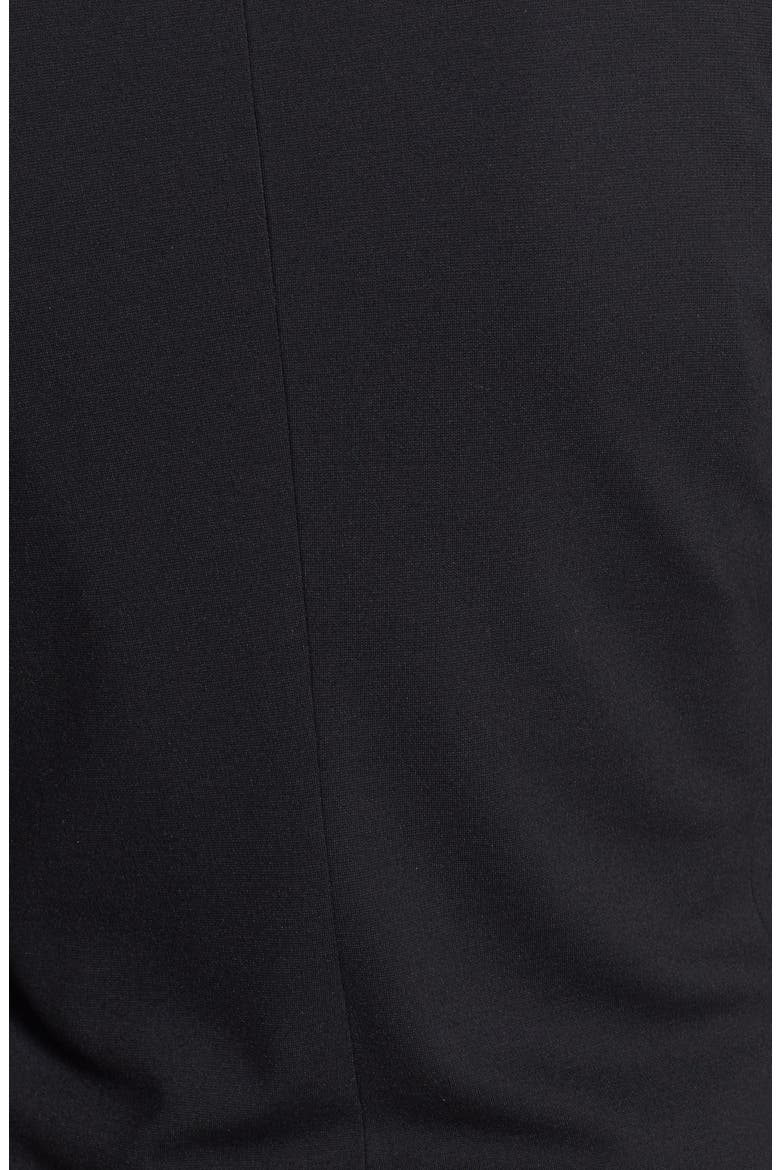 Faux Leather Trim Ponte Knit Moto Jacket, Alternate, color, BLACK