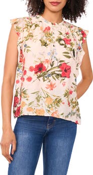 Halogen® Smocked Flutter Sleeve Top