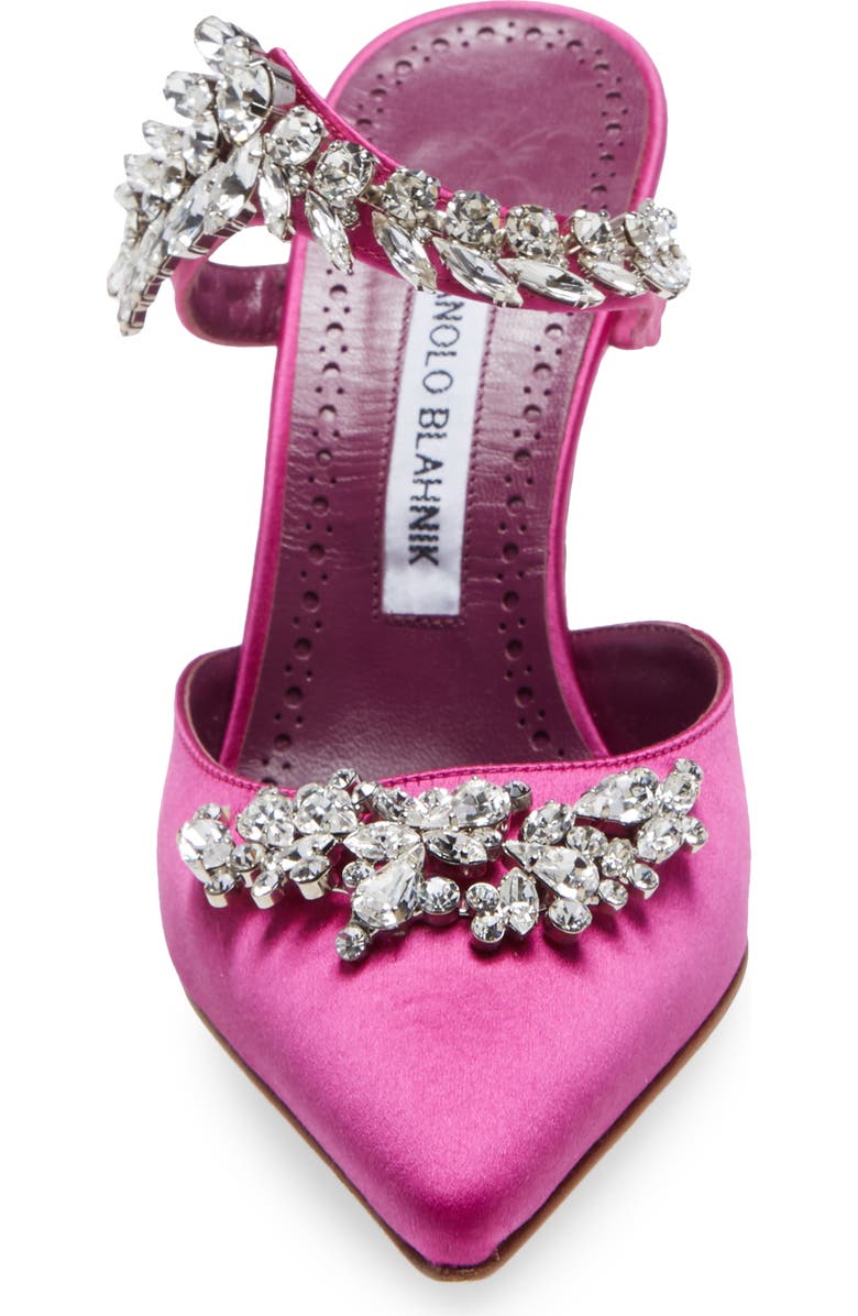 Manolo Blahnik Lurum Crystal Leaf Pointed Toe Mule, Alternate, color,