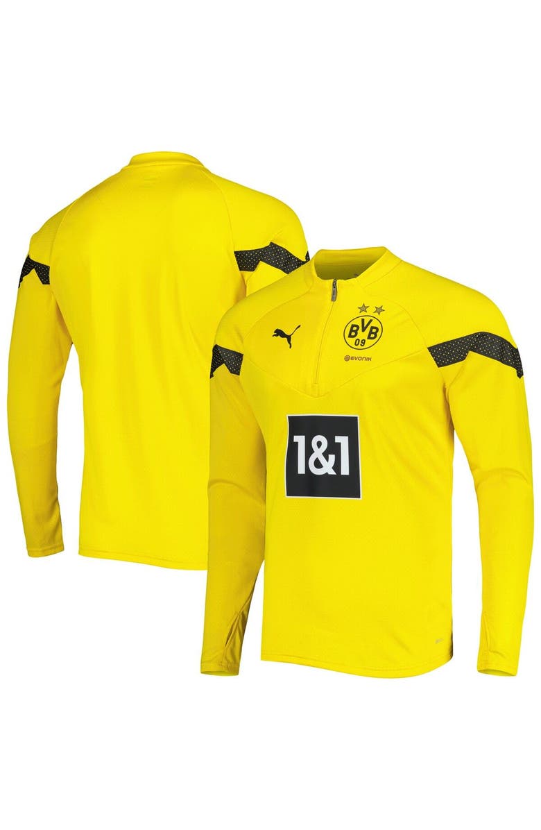 PUMA Men's Puma Yellow Borussia Dortmund Raglan DryCELL Quarter-Zip Training Top, Main, color,