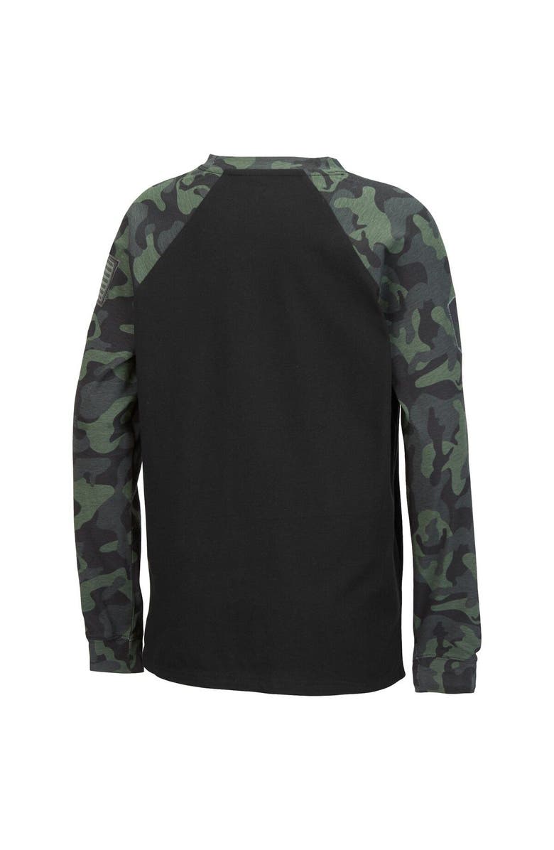 COLOSSEUM Youth Colosseum Black/Camo Indiana Hoosiers OHT Military Appreciation Raglan Long Sleeve T-Shirt, Alternate, color,