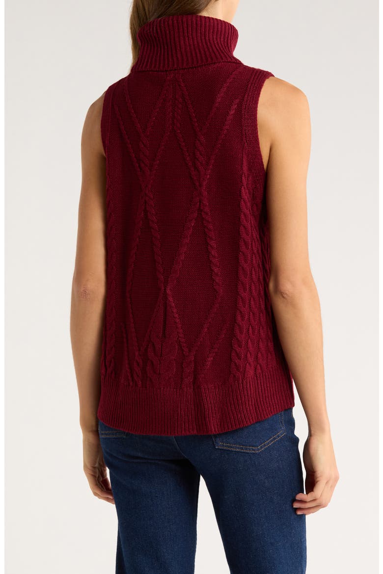 Cable Stitch Sleeveless Turtleneck Sweater, Alternate, color, BEET RED