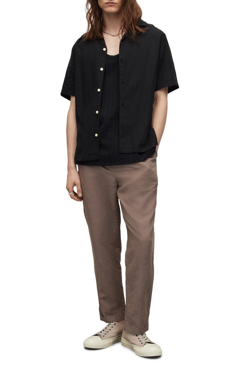 AllSaints Canal Short Sleeve Linen Blend Button-Up Camp Shirt, Alternate, color, 