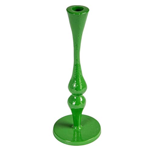 Storied Home Cast Metal Taper Holder, Green