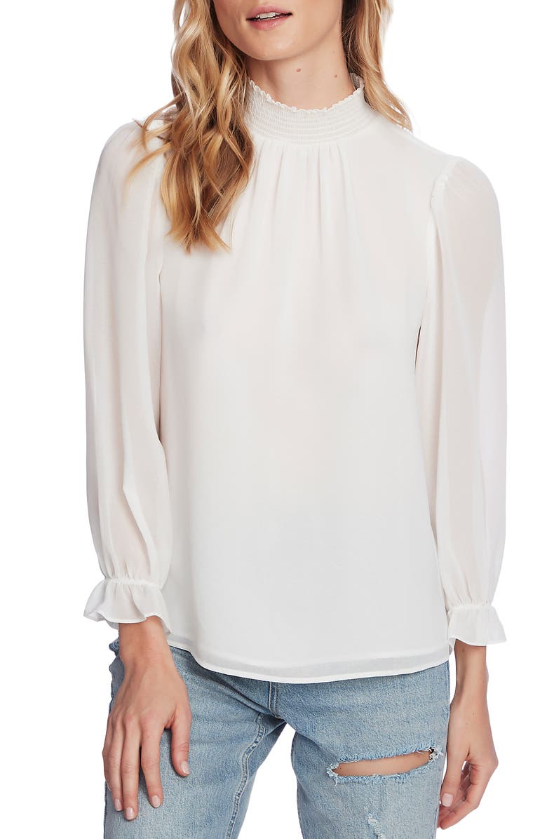 1.STATE Smocked Neck Long Sleeve Blouse, Alternate, color,