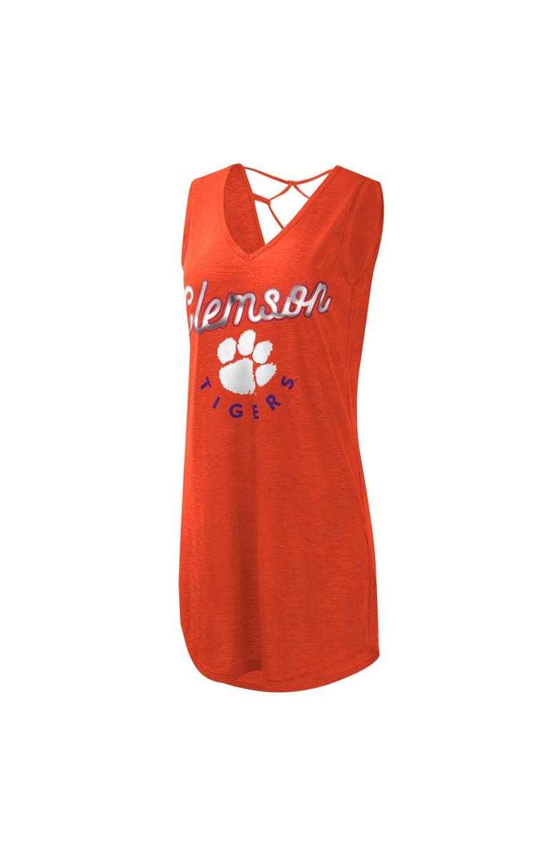 G-III 4HER BY CARL BANKS Women's G-III 4Her by Carl Banks Orange Clemson Tigers Game Time Burnout Cover-Up V-Neck Dress, Alternate, color, Orange