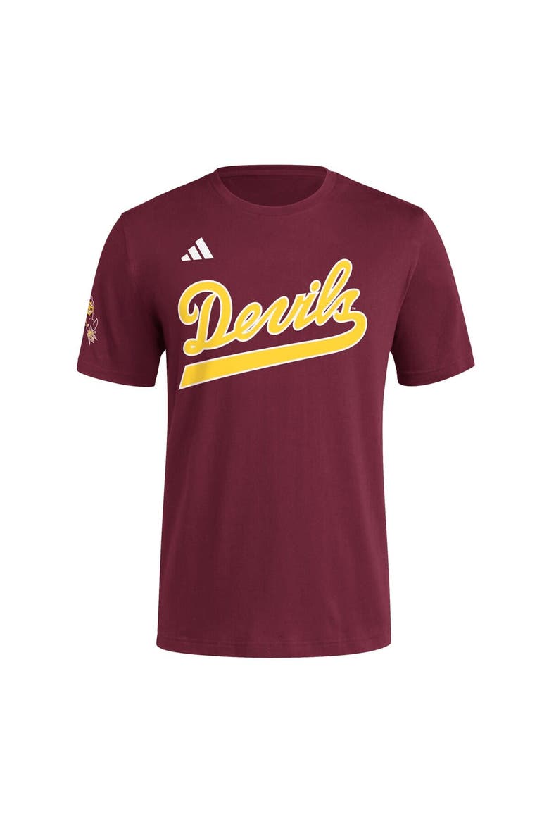 Men's adidas  Maroon Arizona State Sun Devils Fresh Wordmark T-Shirt, Alternate, color, Maroon