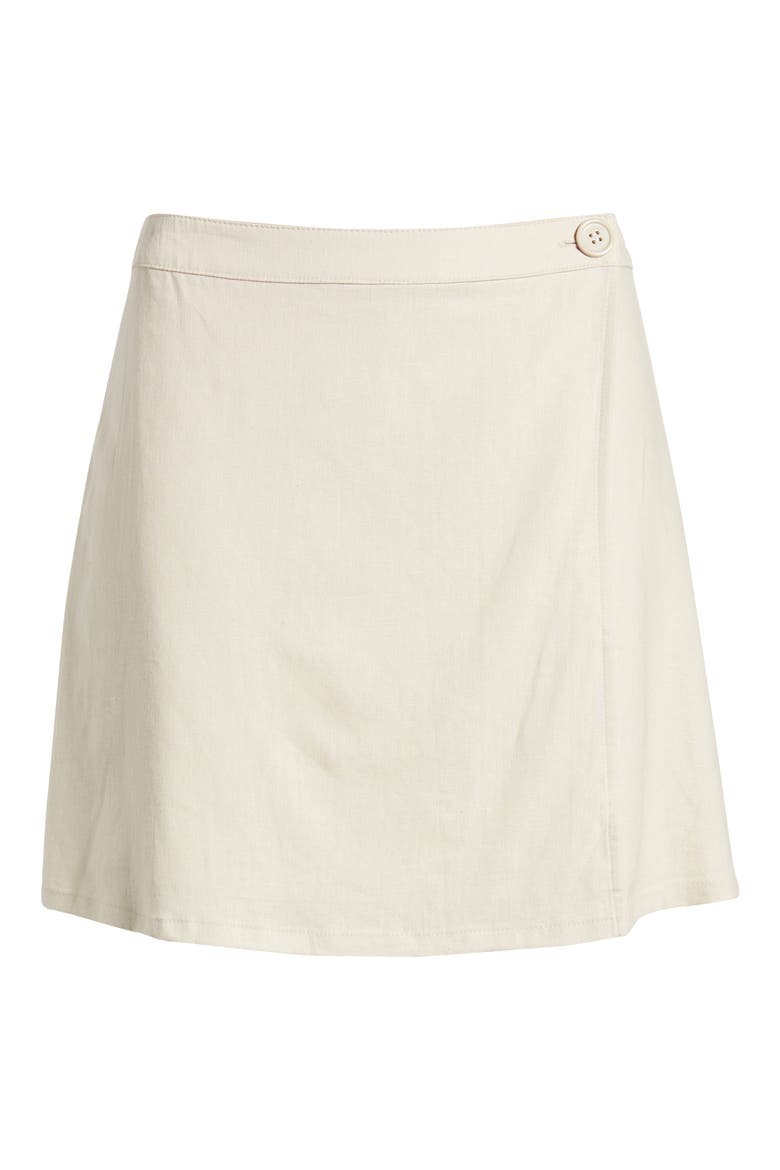 Button Wrap Skirt, Alternate, color, BEIGE OATMEAL