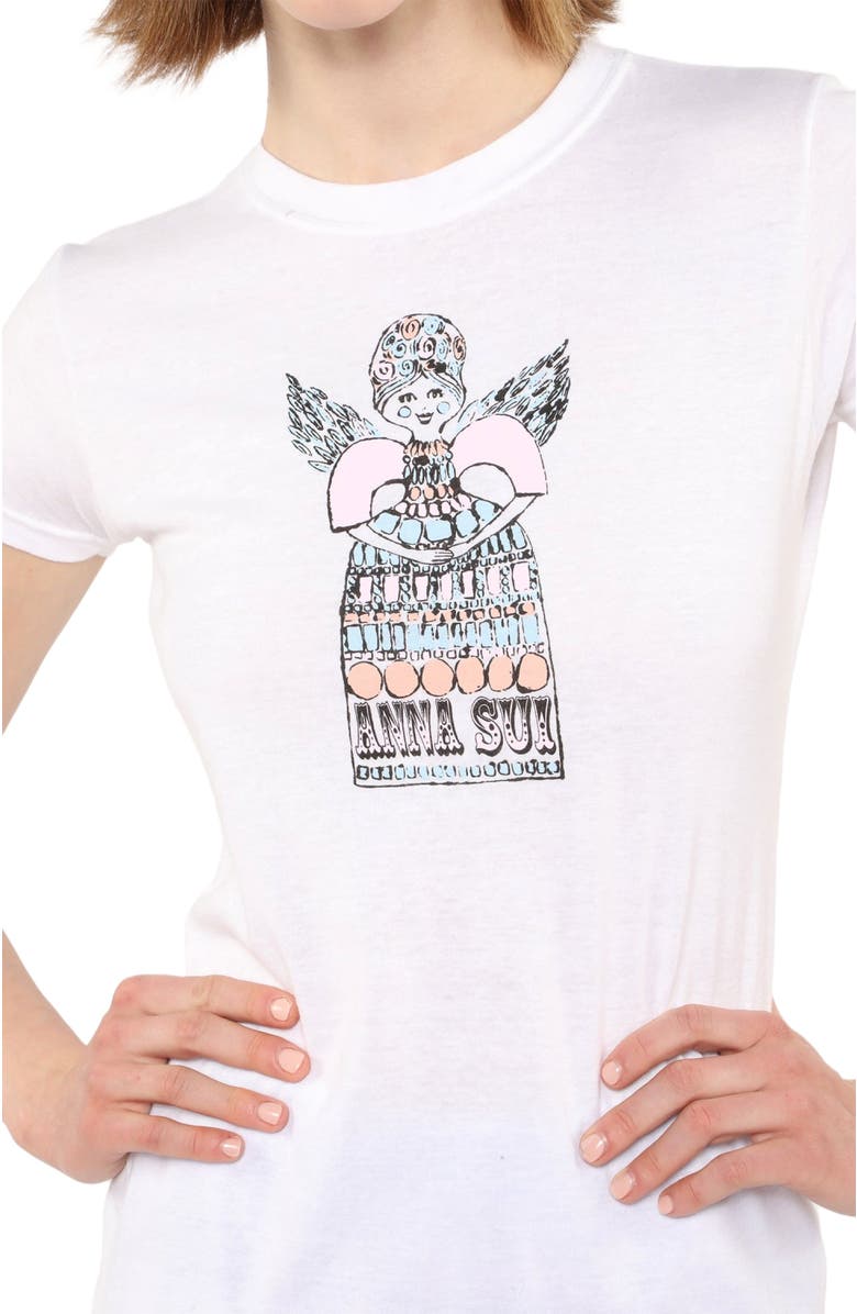 Anna Sui Doll T-Shirt, Main, color, Baby Pink Multi