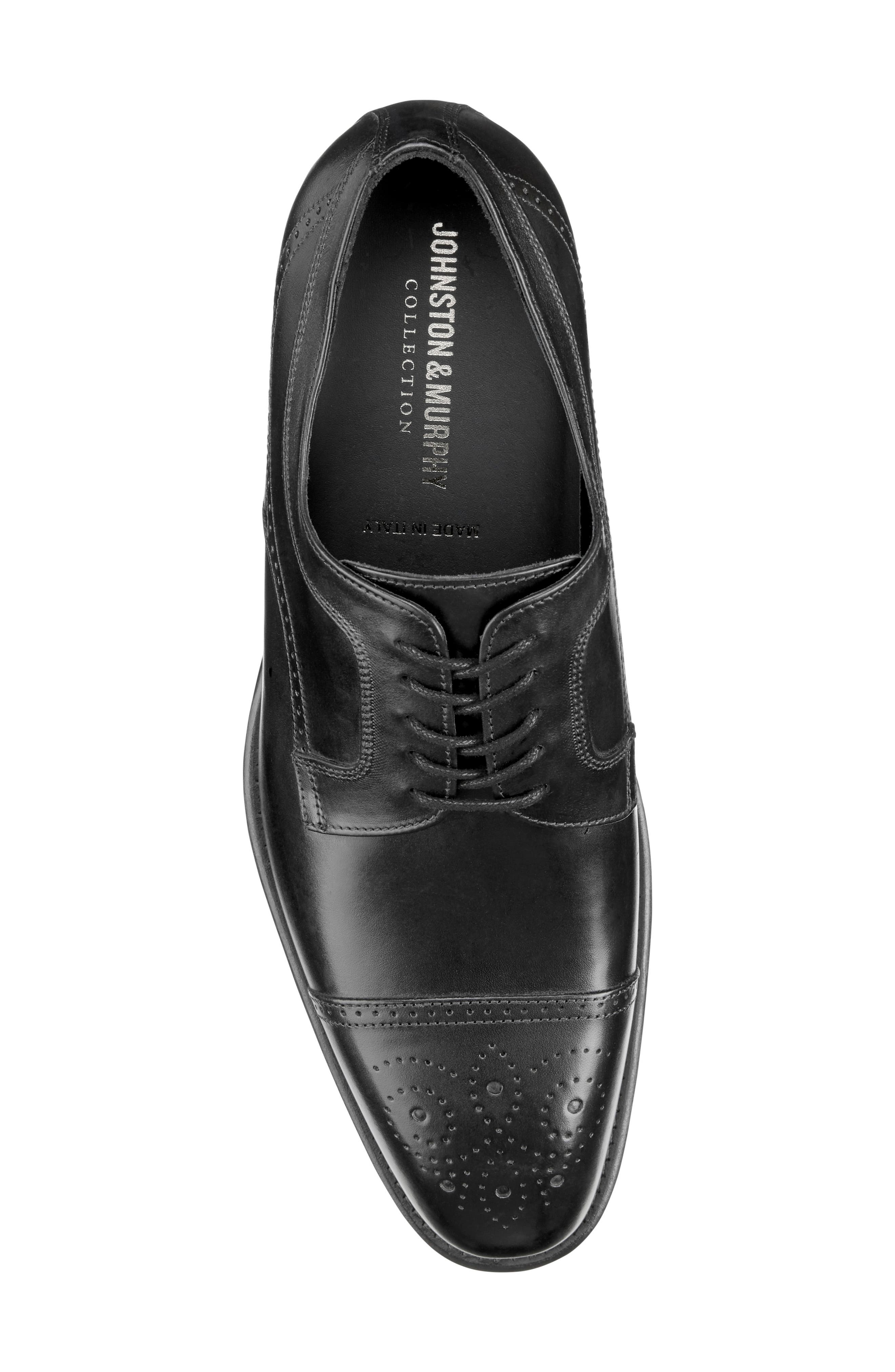 Johnston 
Murphy Ellsworth Medallion Toe Derby, Alternate, color, Black Italian Calfskin