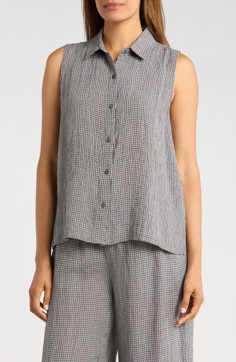 Eileen Fisher Classic Organic Linen Button-Up Shirt, Main, color,