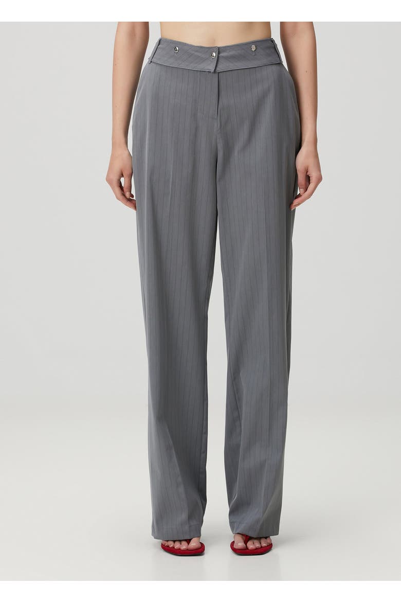 Woven Pant With Metal Button, Alternate, color, grey